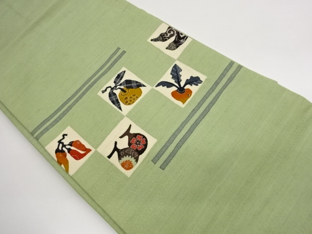 JAPANESE KIMONO / NAGOYA OBI / TSUMUGI / PEPPER & FRUITS / ARTIST WORK